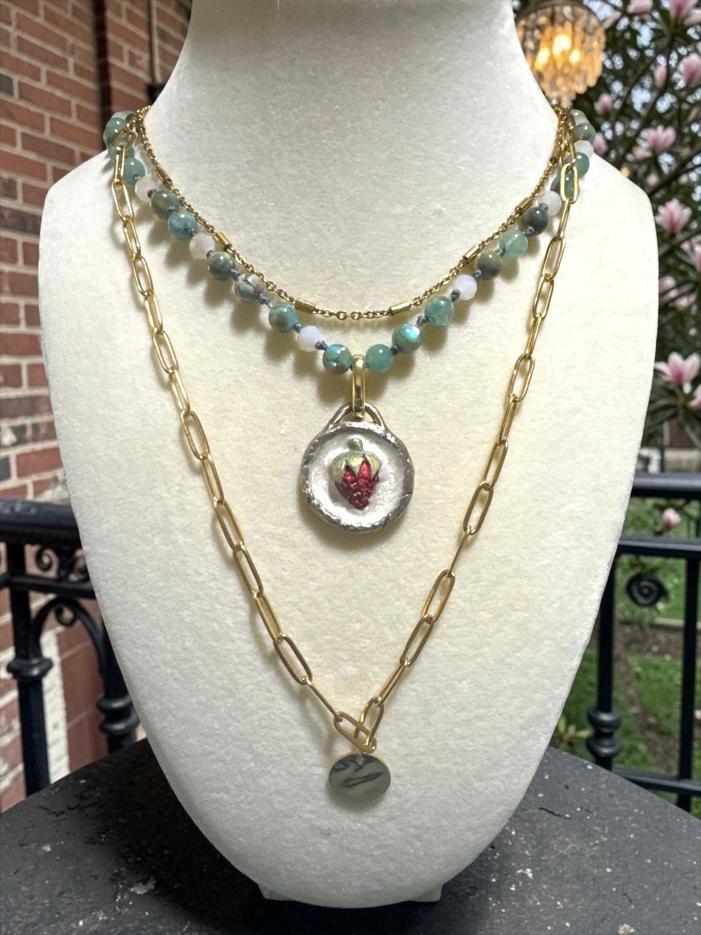 Wild Strawberry Medallion & Gemstone Layering Set