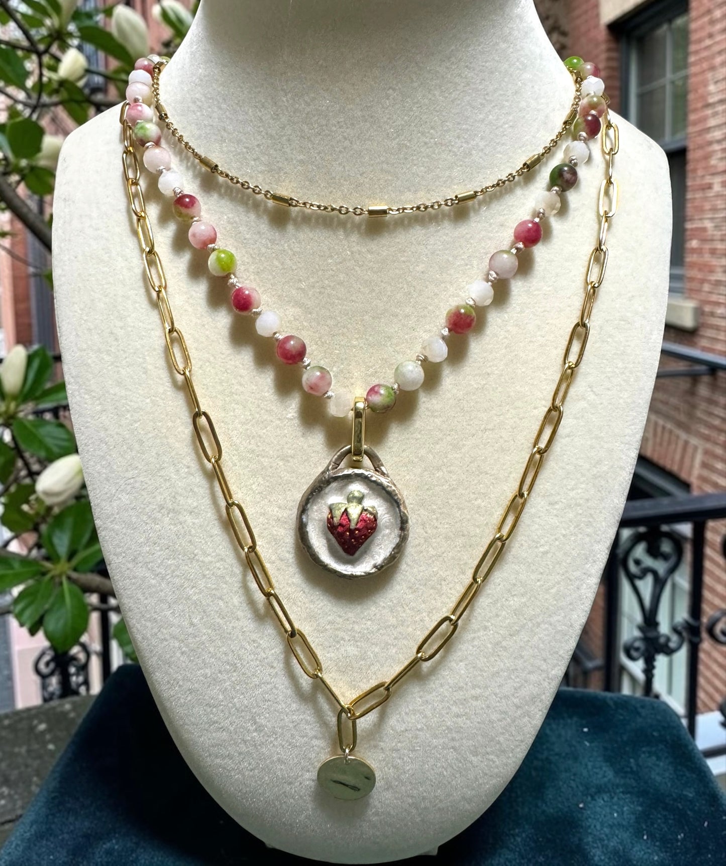 Wild Strawberry Medallion & Gemstone Layering Set